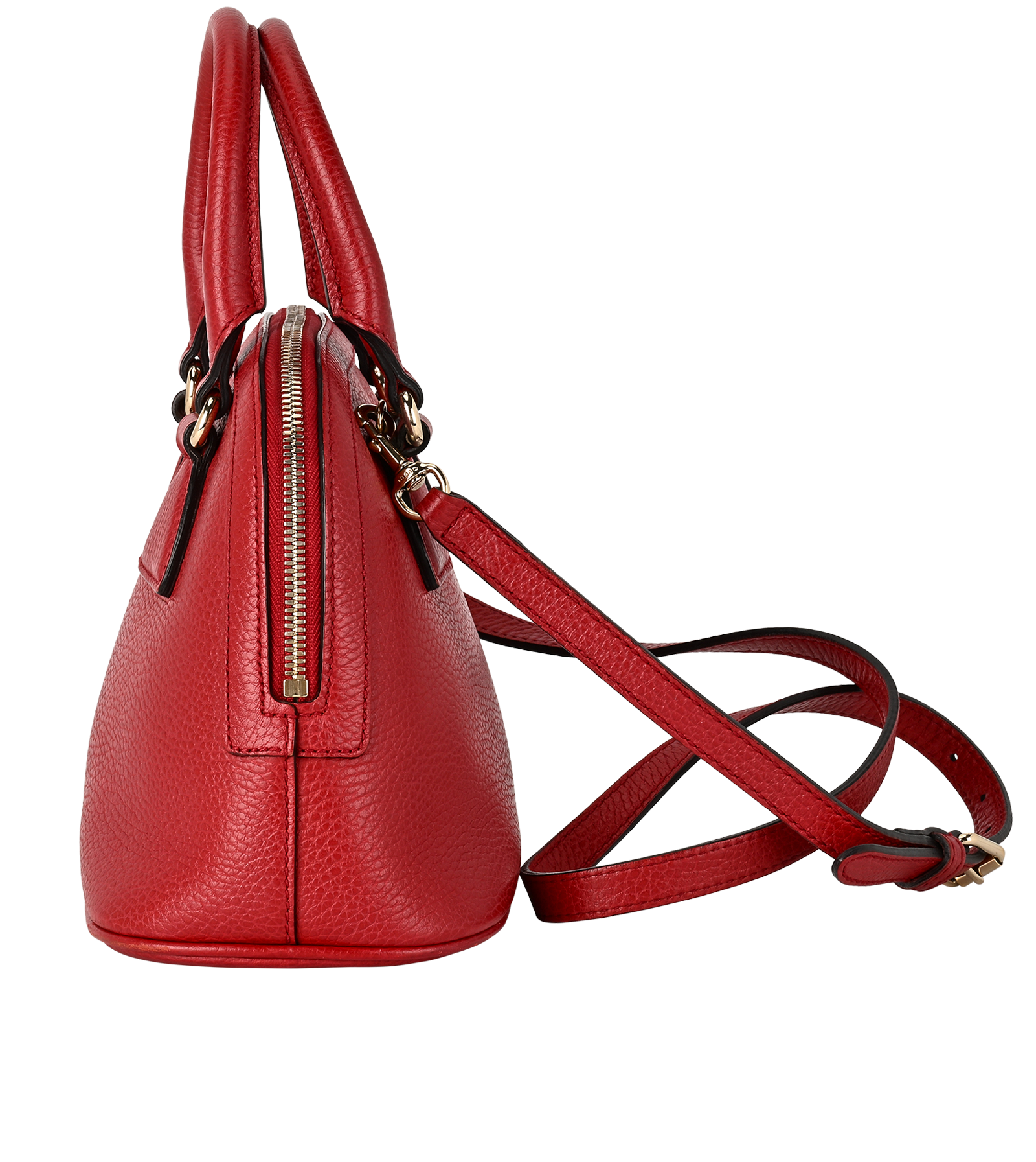 Small Borse Dome Crossbody, &pound;395, Handbags, Red, Leather, Bottom view